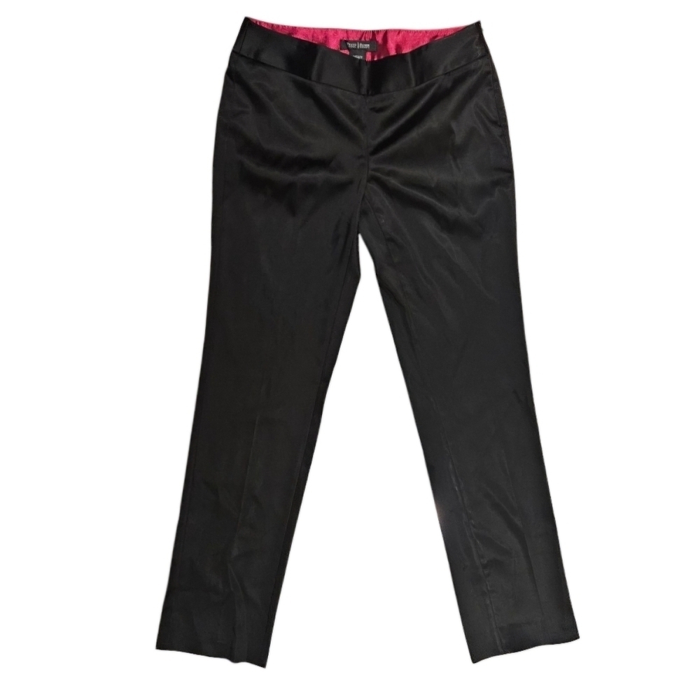 White House Black Market Legacy Slim Leg Satin Black Pants Size 2R EUC